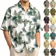 thumbnail image 1 of Hvogkswy Hawaiian Shirt for Men Trendy Print Short Sleeve Lapel Shirts Loose Casual Beach Vaction Button Up Shirt, Gifts for Men, 1 of 4