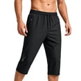 thumbnail image 1 of Hvogkswy Mens Capri Pants Solid Color Elastic Waist Drawstring Below Knee Trousers with Pockets Loose Breathable Straight Summer Casual Pants, 1 of 8