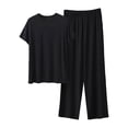 thumbnail image 1 of Hvogkswy Mens Casual Lounge Pajamas Set Solid Short Sleeve Crewneck Sleepwear Long Pajama Pants Soft Comfy Pjs Sets for Big&Tall Men, 1 of 5