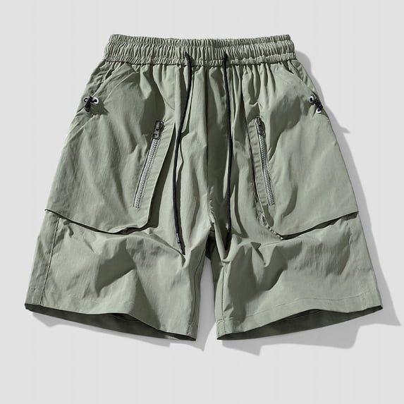 Hvogkswy Mens Shorts Solid Color Elastic Waist Drawstring Cargo Shorts with Pockets Loose Comfy Outdoor Workout Summer Casual Shorts