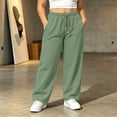 thumbnail image 1 of Hvogkswy Plus Size Wide Leg Sweatpants Women Solid Comfy Elastic Drawstring Waist Pants with Pockets Soft Breathable Casual Trousers, 1 of 8