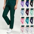 thumbnail image 1 of Hvogkswy Scrub Pants for Women Solid Loose Elastic Waist Straight Leg Pants Comfy Breathable Nursing Scrub Bottoms, Size S-2XL, 1 of 7