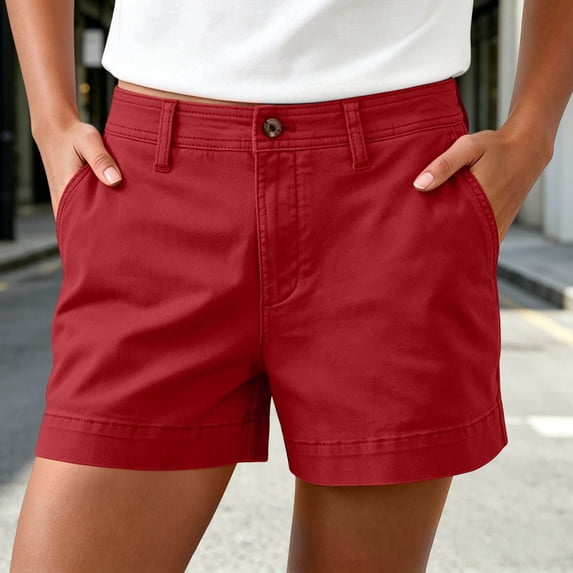 Hvogkswy Shorts for Women Solid High Waist Button Zipper Wide Leg Shorts with Pockets Loose Lightweight Casual Summer Beach Shorts