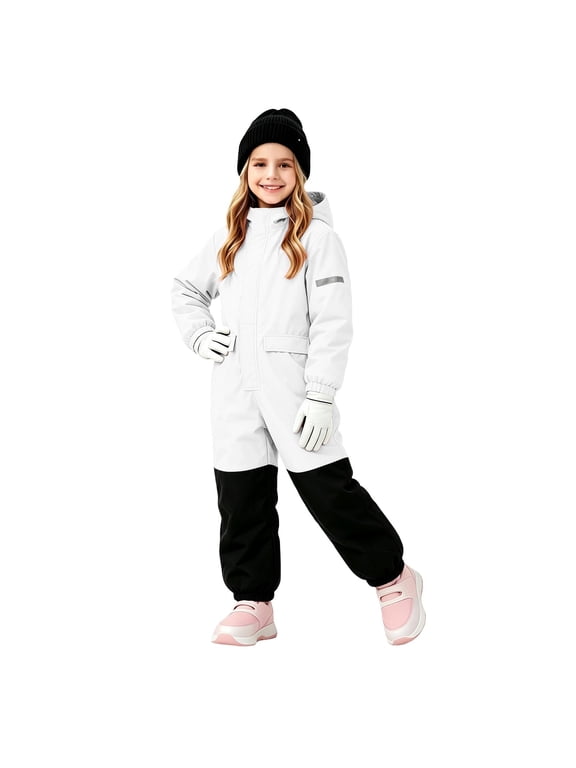 Snow Suit for Kids Winter Windproof Thick Warm One Piece Snowsuits Outdoor Trendy Snowboard Snow Suits 4-13 Years