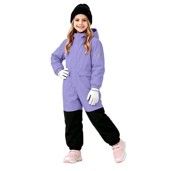 Hvogkswy Snow Suit for Kids Winter Windproof Thick Warm One Piece Snowsuits Outdoor Trendy Snowboard Snow Suits 4-13 Years