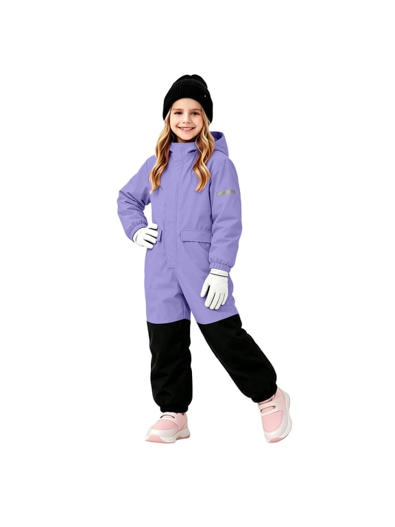 Snow Suit for Kids Winter Windproof Thick Warm One Piece Snowsuits Outdoor Trendy Snowboard Snow Suits 4-13 Years