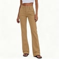 thumbnail image 1 of Hvogkswy Straight Leg Cargo Pants Women, Solid High Waist Flared Pants Button Zipper Pullover Lightweight Casual Hiking Pants with Pockets, 1 of 6