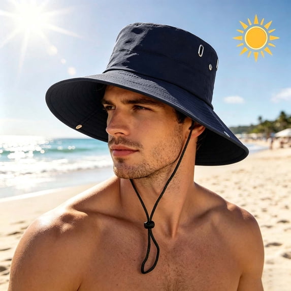 Hvogkswy Sun Hats for Men Fishing Hat Foldable Wide Brim Outdoor Hiking Beach Breathable Adjustable Summer Hats