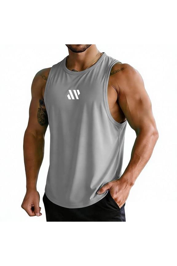 Tank Tops Men, Solid Color Crew Neck Sleeveless T-Shirts Loose Breathable Outdoor Workout Running Summer Muscle Tank Tops