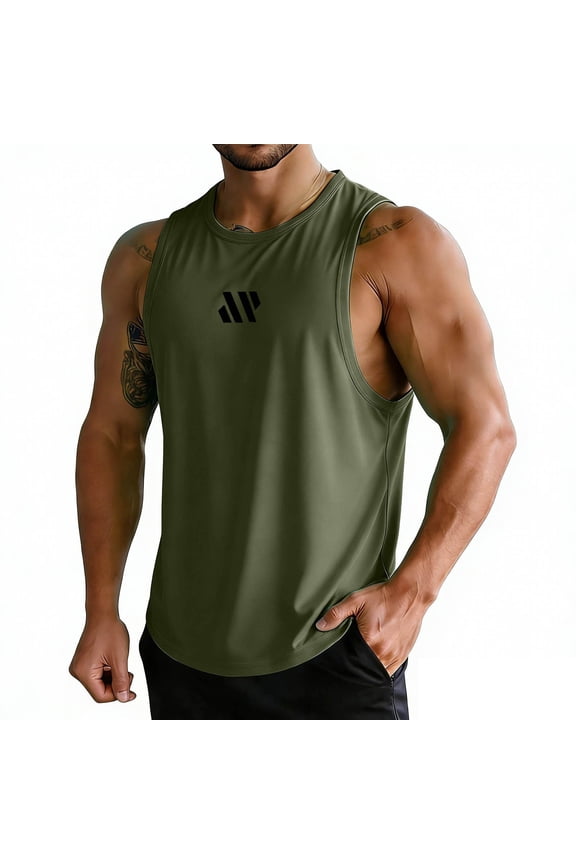 Tank Tops Men, Solid Color Crew Neck Sleeveless T-Shirts Loose Breathable Outdoor Workout Running Summer Muscle Tank Tops