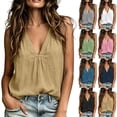 thumbnail image 1 of Hvogkswy Tank Tops for Women Solid Deep V-Neck Sleeveless Linen Tops Soft Lightweight Beach Vacation Casual Summer Tops, 1 of 7