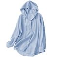 thumbnail image 1 of Hvogkswy UPF 50+ Sun Protection Shirts for Women Long Sleeve Hooded Linen Button Down Shirts Lightweight Breathable Oversized Summer Sun Shirt, 1 of 5