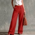 thumbnail image 1 of Hvogkswy Wide Leg Pants for Women, Button High Waist Casual Long Pants with Pockets Flowy Bohemian Vacation Cargo Pants, 1 of 8