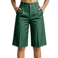thumbnail image 1 of Hvogkswy Womens Dress Shorts Striped Wide Leg Button Zipper Waist Shorts with Pockets Loose Comfy Daily Casual Business Short Pants, 1 of 5