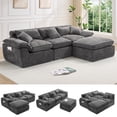 thumbnail image 1 of Hvoonc 110" Modular Sectional Sofa with Ottoman for Living Room, Boneless Cloud Chenille Couch in a Box with 23.6" Deep Seat, Dark Gray, 1 of 9