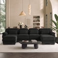 thumbnail image 1 of Hvoonc 132.3" Oversized Modular Sectional Sofa for Living Room, 24" Deep Seating, Flexible Combination, Black, 1 of 10