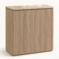 thumbnail image 1 of Hvoonc 34"W Fluted Sideboard Buffet Cabinet with Storage, Faux Marble Top, 2 Push-to-Open Doors, Adjustable Shelves, Modern Accent Cabinet for Dining Room, Living Room, Entryway, Natural Oak, 1 of 9