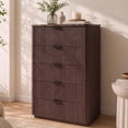 thumbnail image 1 of Hvoonc 5 Drawer Dressers for Bedroom, 46" Tall Chest of Drawers with Faux Marble Top for Living Room Storage, Walnut Brown, 1 of 7