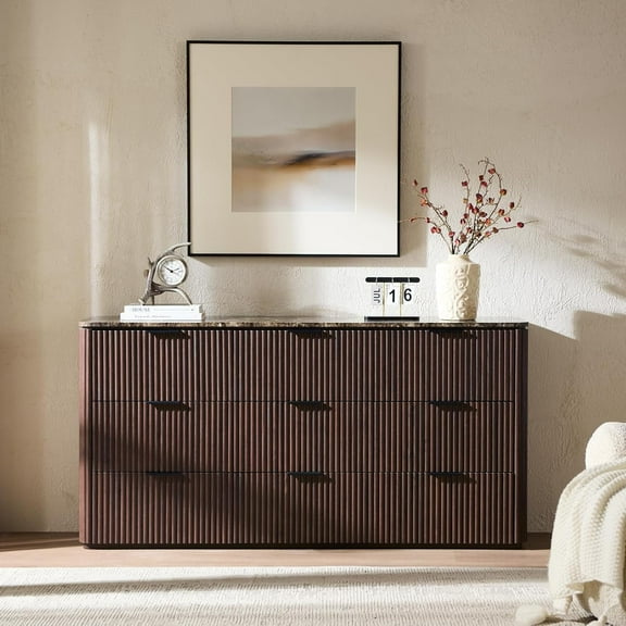 Hvoonc 9-Drawer Modern Wood Dressers for Bedroomand Living Room, Dark Oak