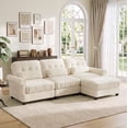 thumbnail image 1 of Hvoonc 98" Modular Sectional Sofa for Living Room, L Shaped Couch with Ottoman Chaise, Chenille Upholstery, Beige, 1 of 9