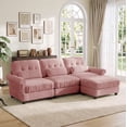 thumbnail image 1 of Hvoonc 98" Modular Sectional Sofa for Living Room, L Shaped Couch with Ottoman Chaise, Chenille Upholstery, Pink, 1 of 9