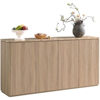 Sideboard Buffet Cabinet with Storage, Hvoonc 4 Doors 65'' Fluted Credenza Kitchen Cabinet Storage with Adjustable Shelves for Living Room, Entryway, Kitchen,  Natural Oak