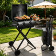 thumbnail image 1 of Hvoonc Portable Propane Gas Grill,17000BTUs Foldable Barbecue Grill with 2-Burner,Outdoor Grill for Backyard, Camping and Picnics,Black, 1 of 10
