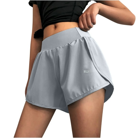 Hvot&aat 2025 Summer Workout Shorts for Women Breathable High Waisted 2 in 1 Slit Athletic Running Yoga Shorts with Pockets