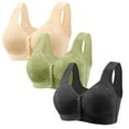 thumbnail image 1 of Hvot&aat 3 Pack Daisy Bras for Older Women Front Close Button Cotton Bras Comfortable Full Support Wide Back No Underwire Bras, 1 of 2