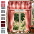 thumbnail image 1 of Hvot&aat 3-Piece Gingham Kitchen Curtain Set, 53.94-Inch Rod Pocket Valance & Tier Panels, Checkered Light Filtering Cafe Drapes for Bedroom & Bathroom, 1 of 7