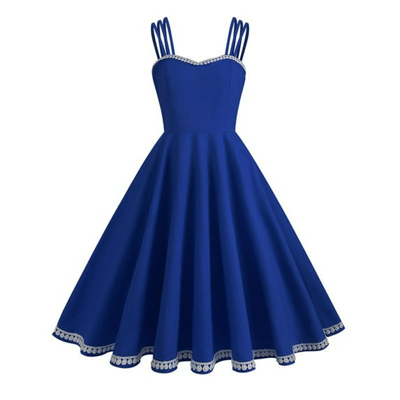 Hvot&aat 50s Dresses for Women Vintage Lace Trim Rockabilly Swing Dress Elegant Audrey Hepburn Style Knee Length Cocktail Dress