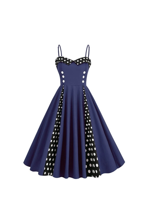 50s Polka Dots Dresses for Women Vintage Rockabilly Swing Dress 1950s Elegant Audrey Hepburn Style Knee Length Dress