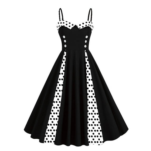 Hvot&aat 50s Polka Dots Dresses for Women Vintage Rockabilly Swing Dress 1950s Elegant Audrey Hepburn Style Knee Length Dress