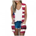 thumbnail image 1 of Hvot&aat American Flag Print Cardigans July 4th USA Stars & Stripes Patriotic Sleeveless Cardigan Lightweight, 1 of 4