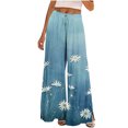 thumbnail image 1 of Hvot&aat Boho Pants for Women Floral Print Wide Leg Pants Elastic Waist Drawstring Summer Beach Baggy Trousers, 1 of 5
