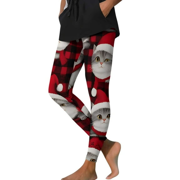 Hvot&aat Christmas Leggings for Women Stretch Xmas Printed Yoga Pants Casual Hip Lift Leggings Sports Tight Slack