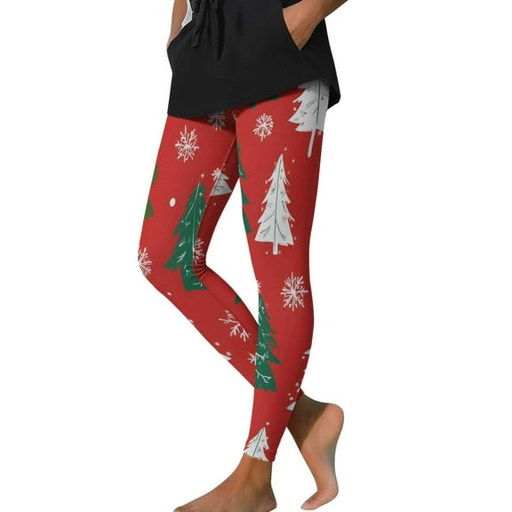 Hvot&aat Christmas Leggings for Women Stretch Xmas Printed Yoga Pants Casual Hip Lift Leggings Sports Tight Slack
