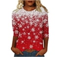 thumbnail image 1 of Hvot&aat Christmas Shirts for Women 3/4 Length Sleeve Tunic Blouses Cute Santa Claus Graphic Holiday Tees, 1 of 4