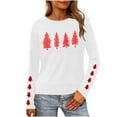thumbnail image 1 of Hvot&aat Christmas Shirts for Women Merry Christmas Printed Pullover T-Shirt Crewneck Long Sleeve Vacation Tunics Tops, 1 of 7
