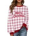 thumbnail image 1 of Hvot&aat Christmas Sweatshirts for Women Vintage Plaid Letter Printing Round-neck Long-sleeve Pullover, 1 of 7