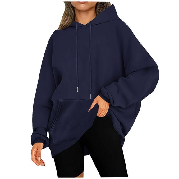 Hvot&aat Cute Oversized Solid Pullover Hoodies for Womens Casual Loose Drawstring Long Sleeve Sweatshirt