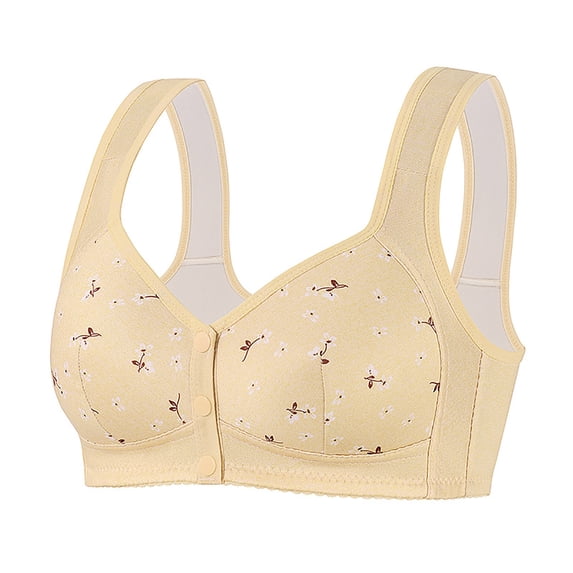 Hvot&aat Daisy Bras for Older Women Floral Plus Size Bra Wireless Front Closure Bras Comfortable Soft Full Coverage Underwear