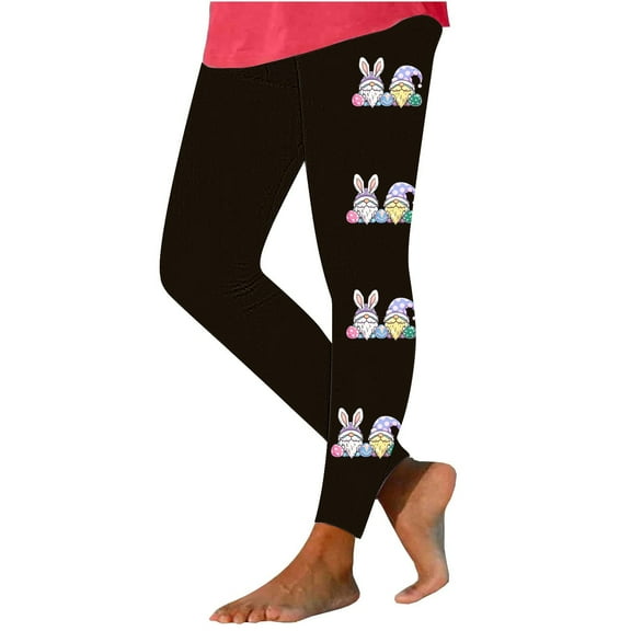 Hvot&aat Easter Leggings for Women Printed Pattern Holiday Pants Tummy Control Soft Gym Fitness Sport Pants