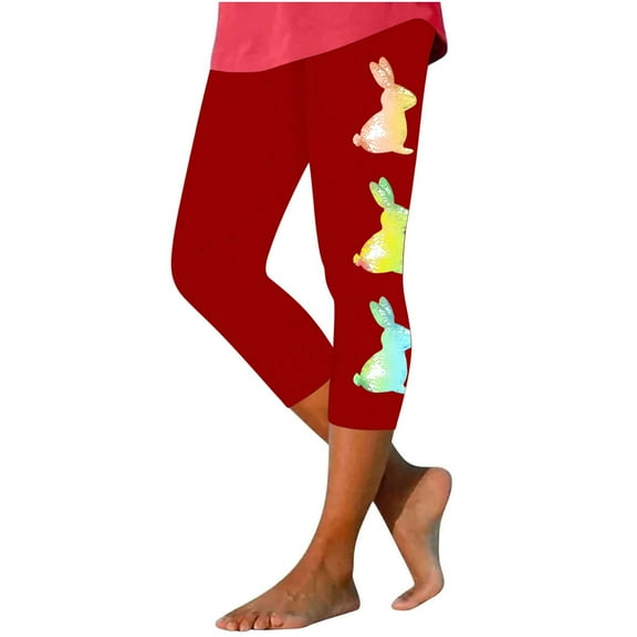 Hvot&aat Easter Leggings for Women Printed Pattern Holiday Pants Tummy Control Soft Gym Fitness Sport Pants