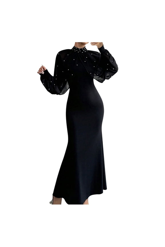 Elegant Bodycon Dresses for Women Sparkly Halter Neck Dress Chiffon Cape Sleeve Maxi Dresses Cocktail Party Formal Club