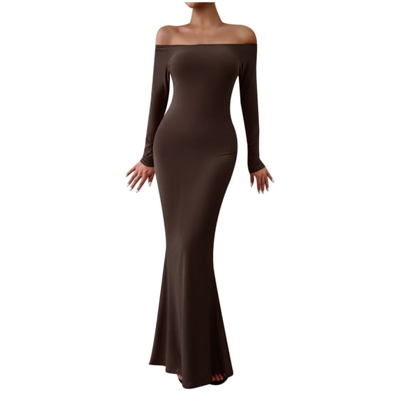 Hvot&aat Elegant Formal Long Dress for Women Solid Color Slit Evening Dress Cocktail Party Wedding Prom Gowns