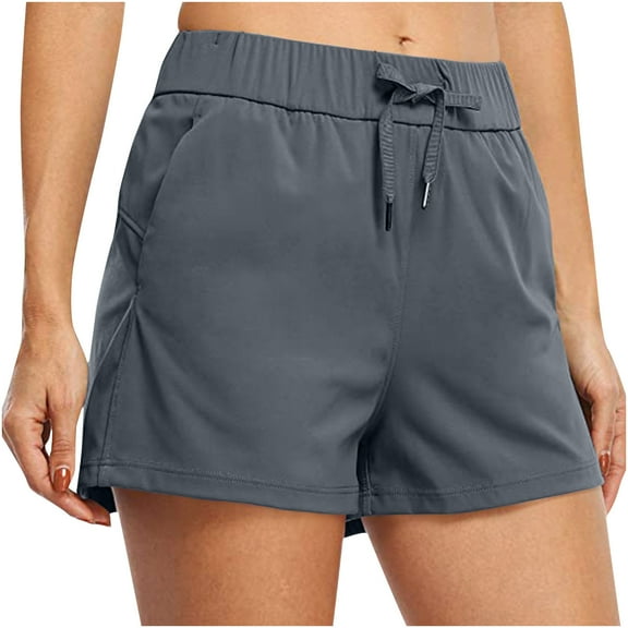 Hvot&aat Fashion Women Yoga Shorts Solid Color Drawstring Shorts Hiking Athletic Shorts Joggers Workout Shorts