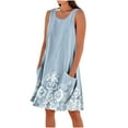 thumbnail image 1 of Hvot&aat Floral Print Sundress for Women Crew Neck Sleeveless Tank Dress With Pockets Flowy Boho Classic Tshirt Dress, 1 of 4