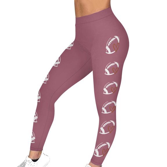 Hvot&aat Game Day Football Leggings for Women Football Season Yoga Pants Tight Peach Hip Stretch Pants