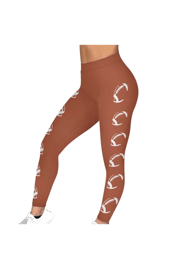 Game Day Football Leggings for Women Football Season Yoga Pants Tight Peach Hip Stretch Pants